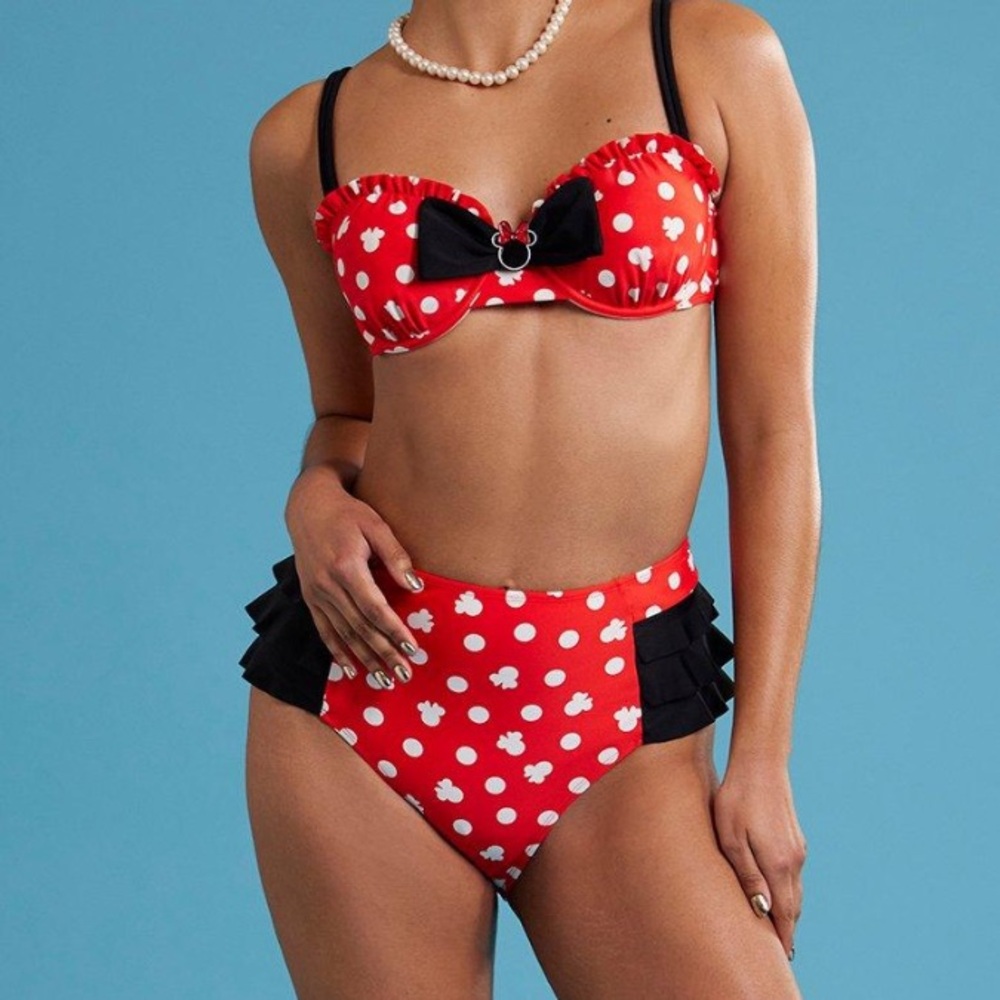 Set! Disney Minnie Mouse Polka Dot Ruffle Swim (Top &‎ Bottoms) Hot Topic